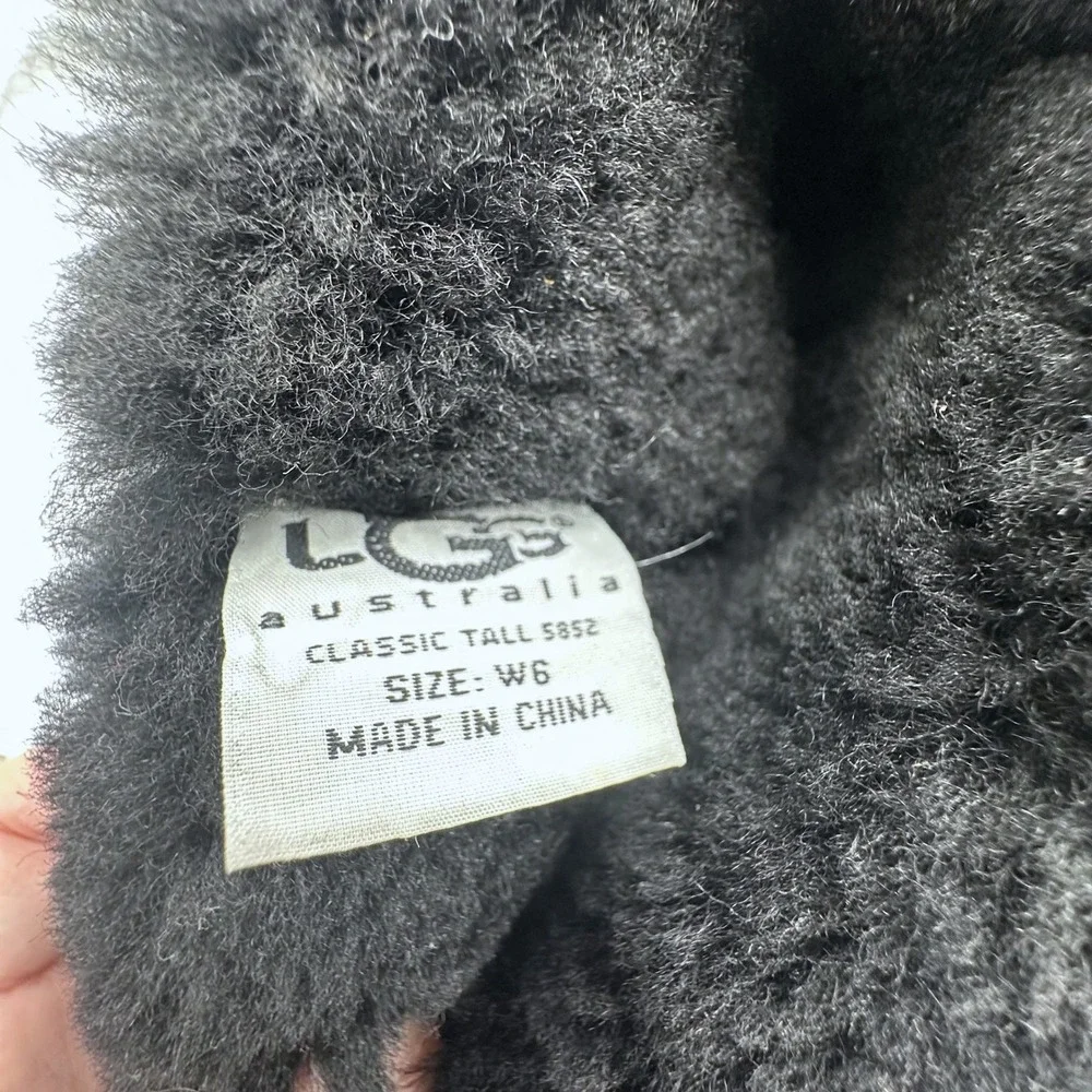 UGG Australia #5852 Black Paisley Classic Tall Metallic Plate Sheepskin Boots W6